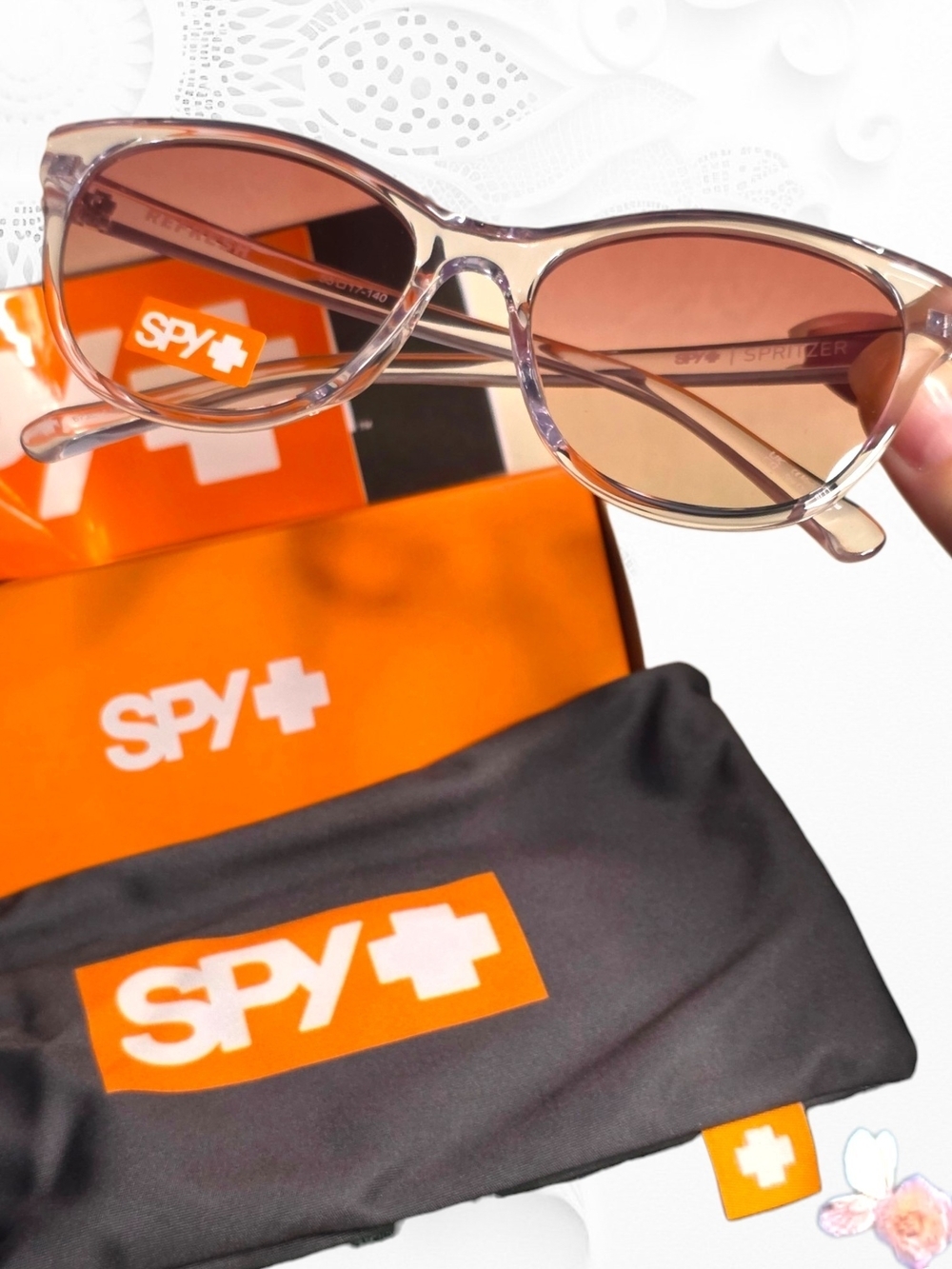 SPY+ Spritzer Clear Pink Sunset Fade Sunglasses – NWT Cloth Bag